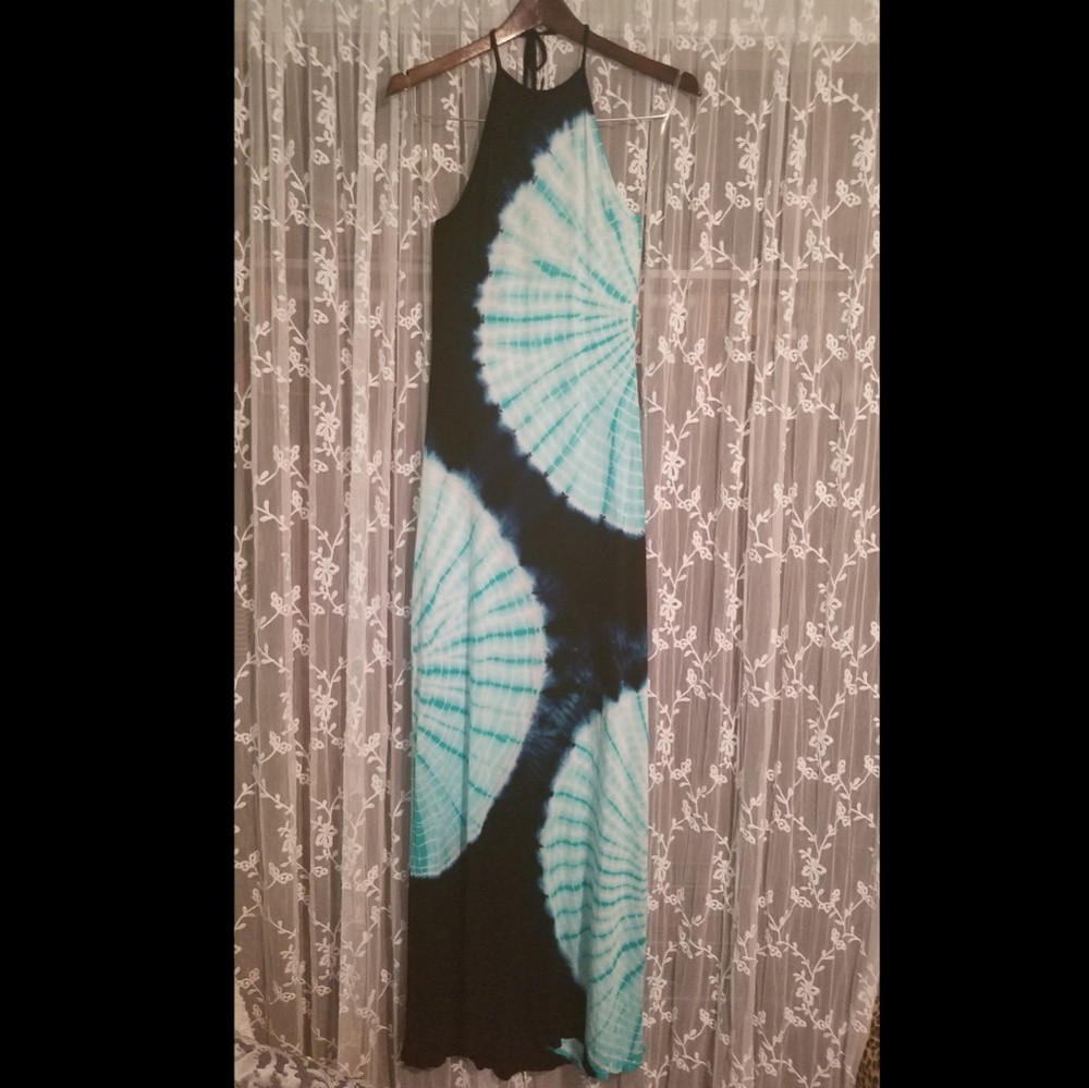 Tie dye halter maxi